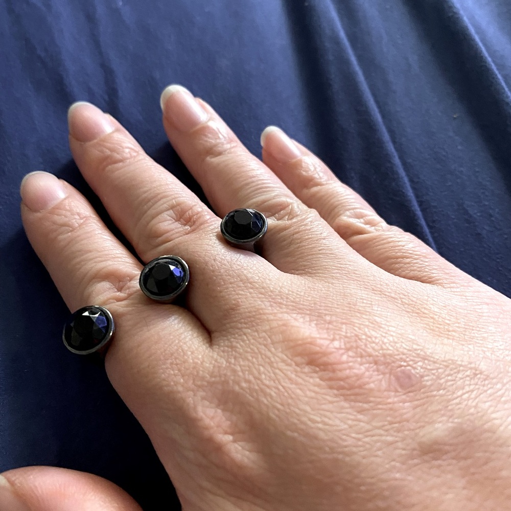 Black Faux Gem Ring